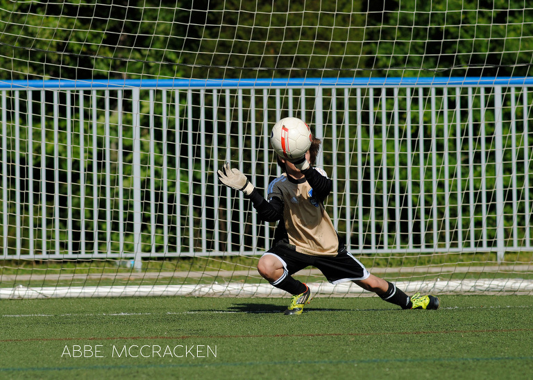 Tween boy plays goalie and protects his turf - Charlotte Soccer Academy, Youth Sports Photography