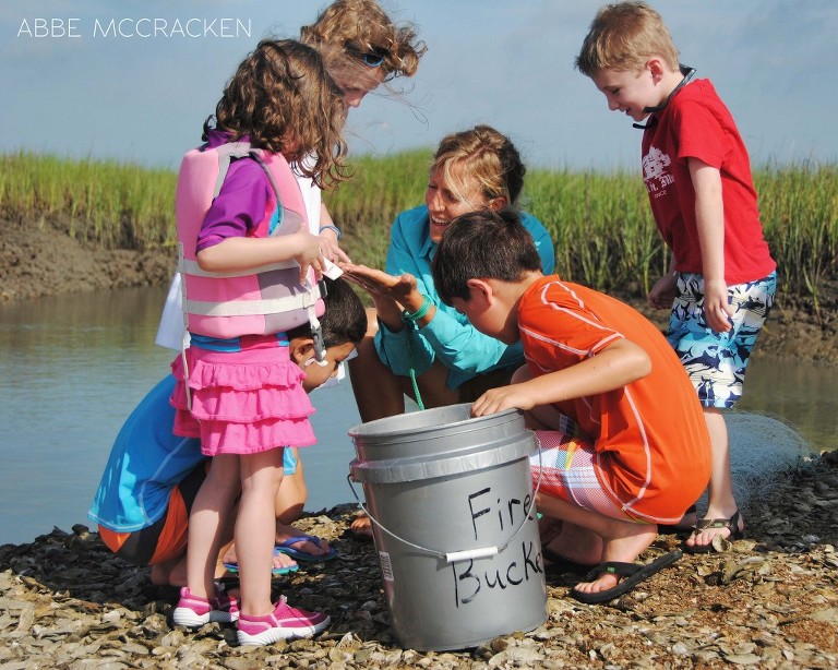 children learning about the sea during tour with Barrier Island Eco Tours, Isle of Palms
