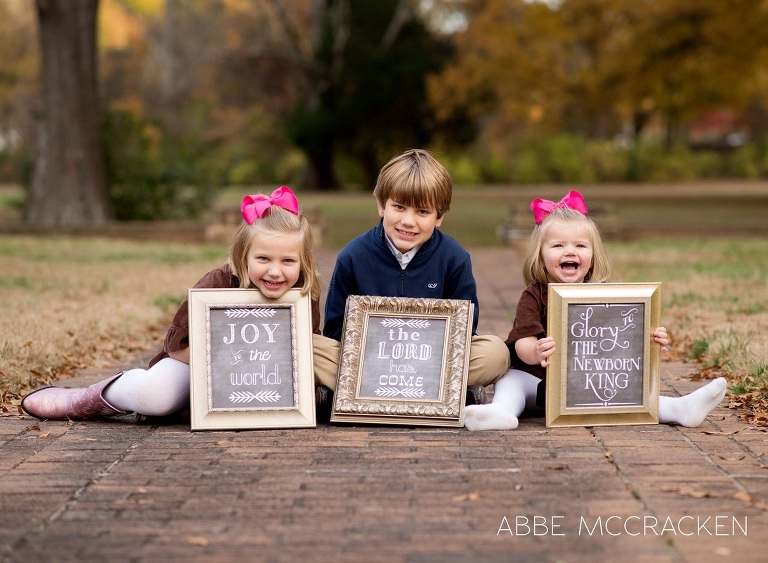 children with Christian messages for Christmas card