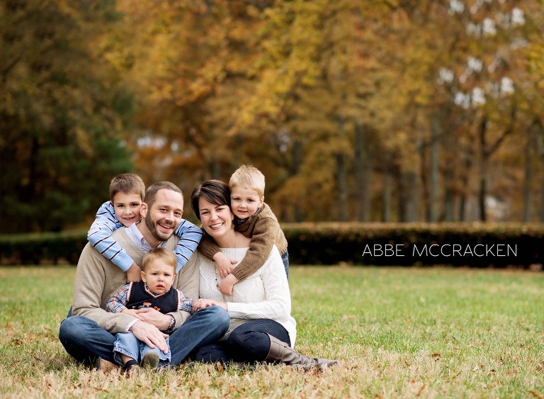fall portrait of family with all boys at The Mint Museum