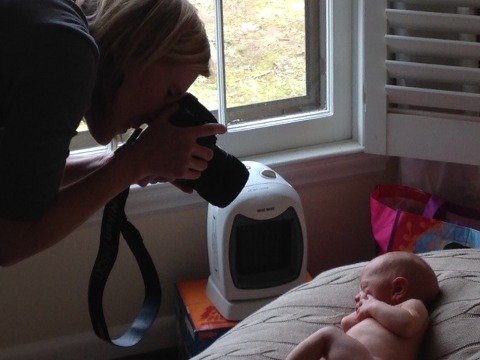 Charlotte newborn photographer Abbe McCracken behind the scenes