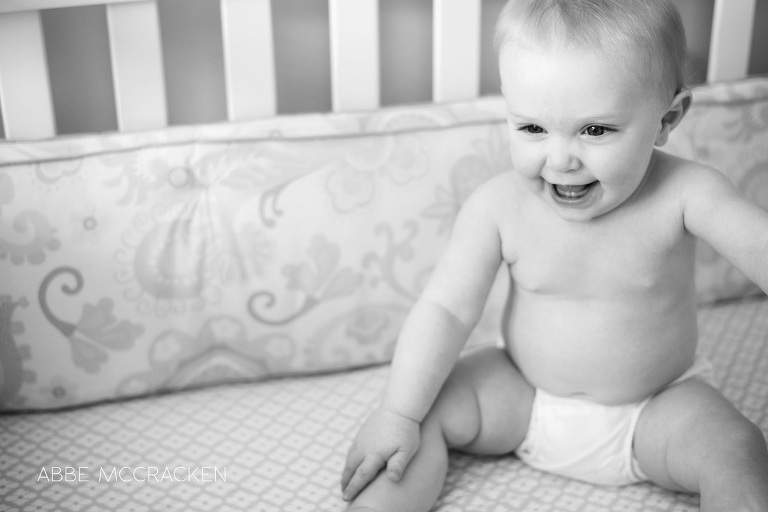 baby girl laughing before nap time