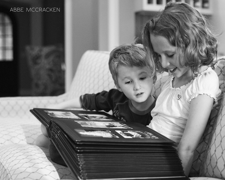 Project 52: kids exploring family albums, charlotte lifestyle photography