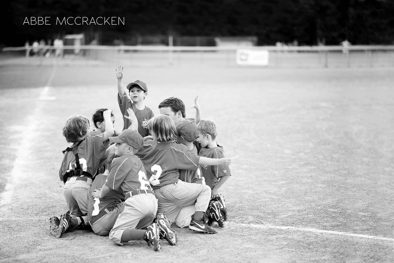 baseball team celebrates a win, youth sports, South Charlotte Recreation Association