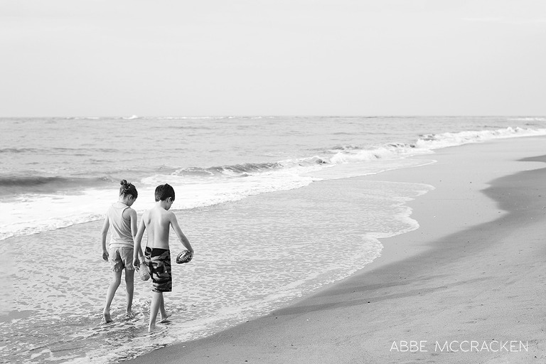 Children walking on beach