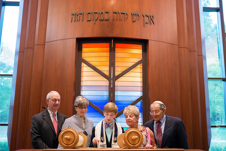 grandparents and grandson at Torah