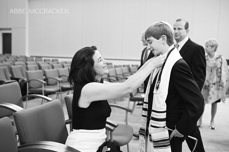 Mother and son preparing for Bar Mitzvah