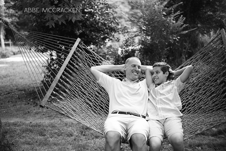 father and son relaxing and bonding at home