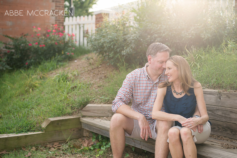 gorgeous parents sharing a secret moment in downtown Matthews, NC