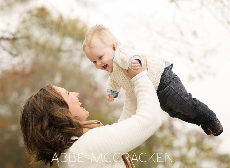 Baby Portraits - mother and 8 month old baby son in Freedom Park, Charlotte NC