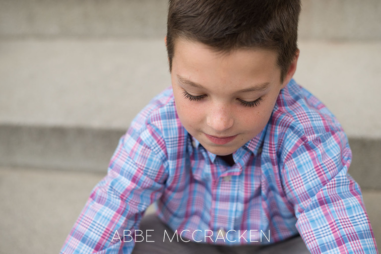 Portait of a young boy, close up of freckles and eyelashes