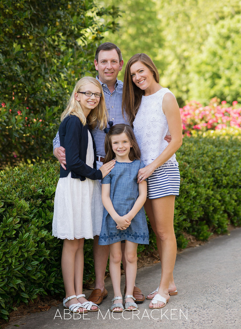Family portrait taken at Carmel Country Club in Charlotte NC