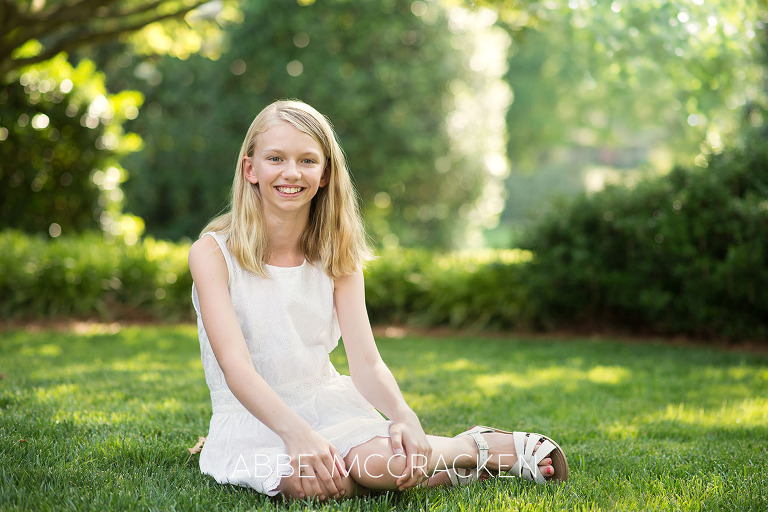 Gorgeous portrait of a tween girl at Carmel Country Club in Charlotte NC