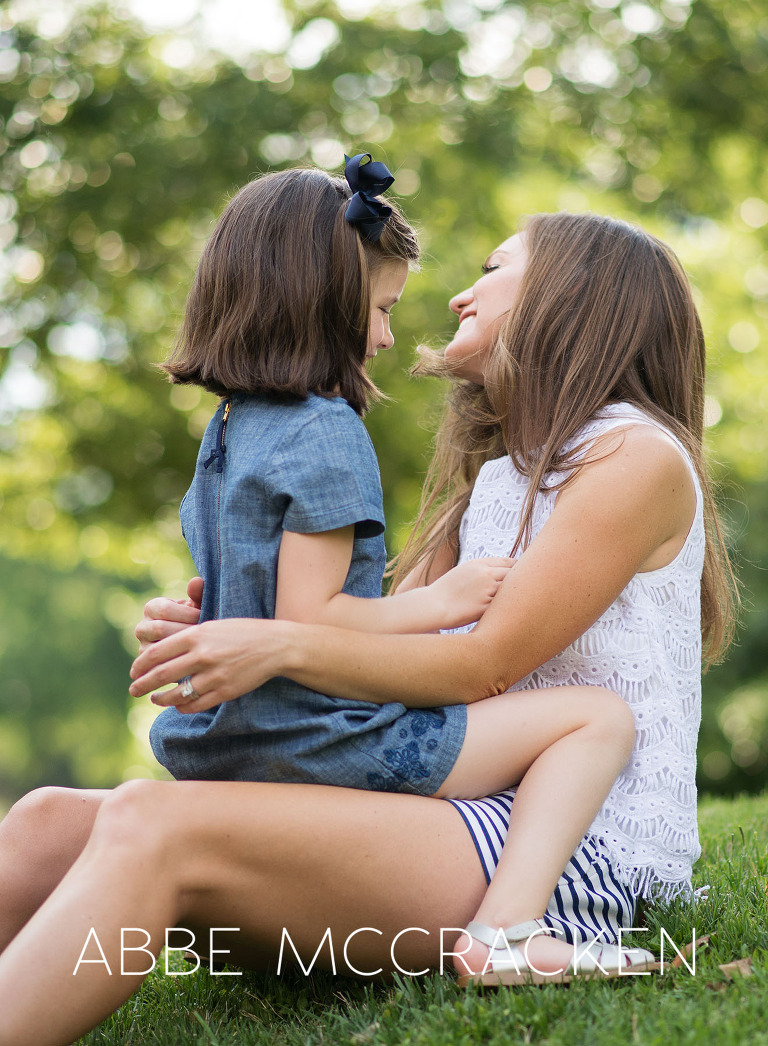 Candid family picture on a gorgeous spring evening in Charlotte
