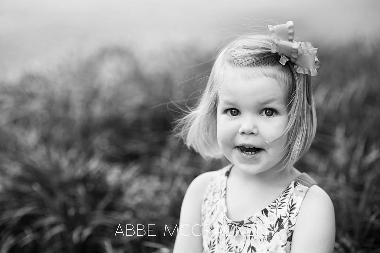 Photo of a young girl taken during spring family portraits in Uptown Charlotte