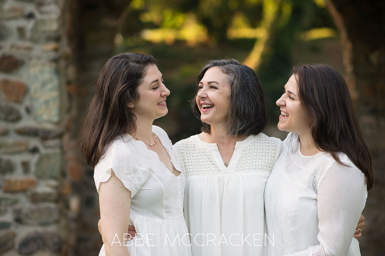 Family photos with adult children - mother and daughters in Charlotte's Independence Park