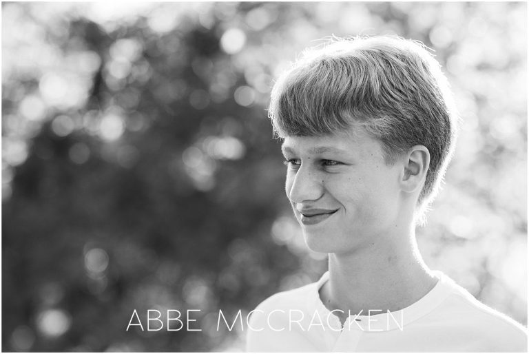Black and white portrait of a teen boy - Charlotte NC Family Photography