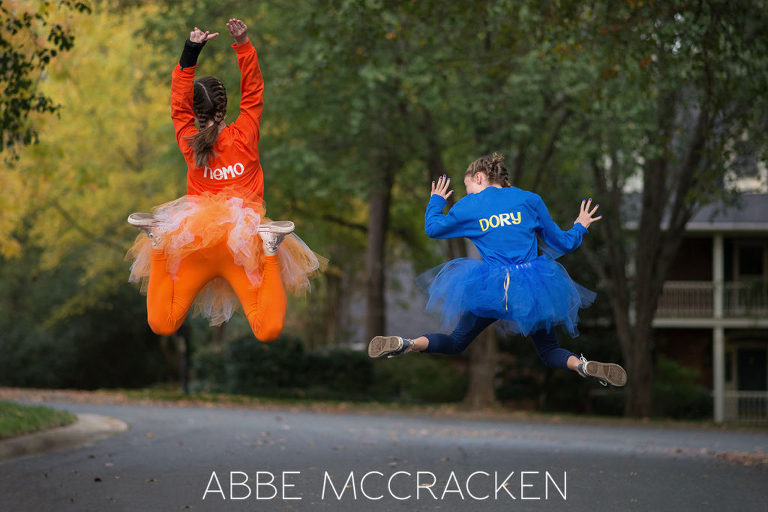 Homemade Nemo and Dory costumes