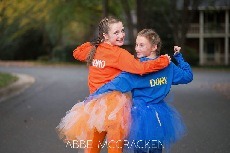 Homemade Nemo and Dory costumes