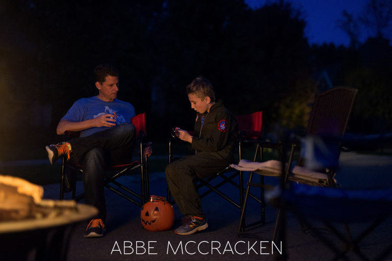 Father and son starting the candy negotiation on Halloween 2016