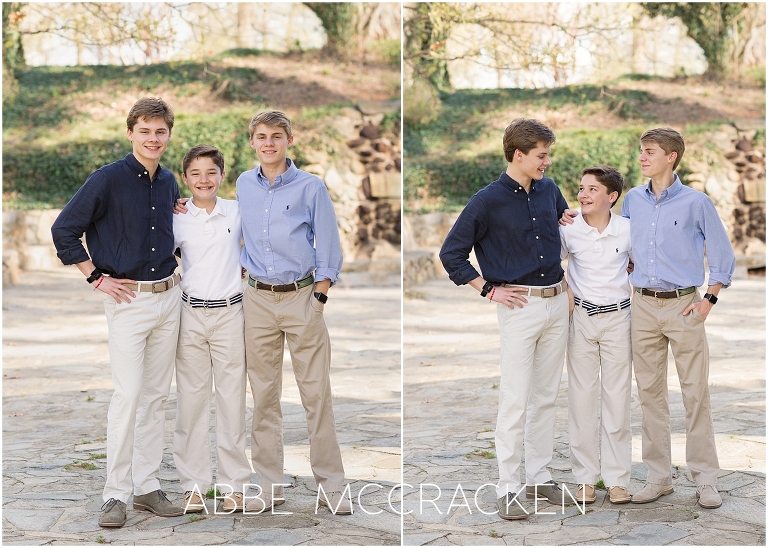 Candid portraits of three brothers in Charlotte's Independence Park