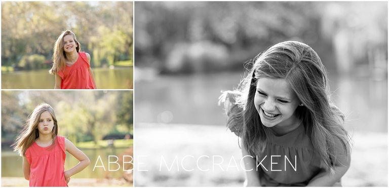 Images showing the different faces of a joyful young girl