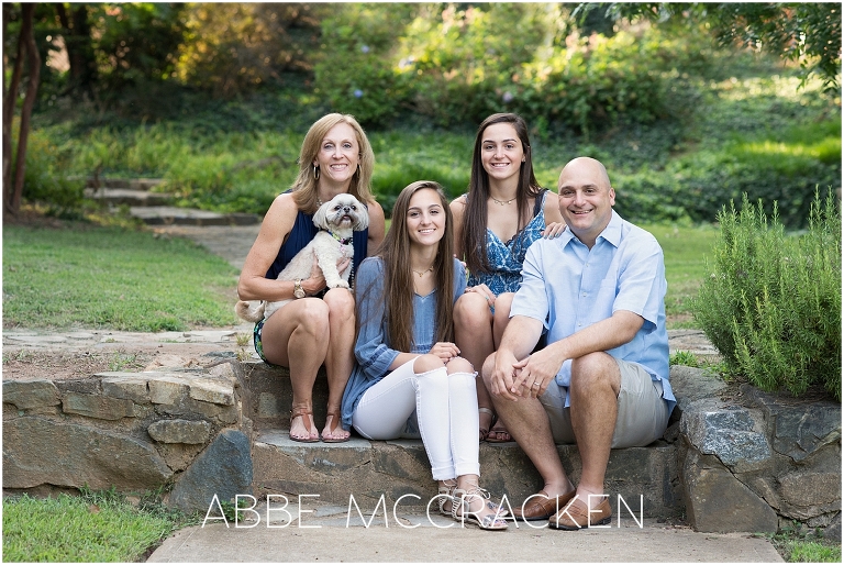 Family portrait with high school children in Charlotte's Independence Park