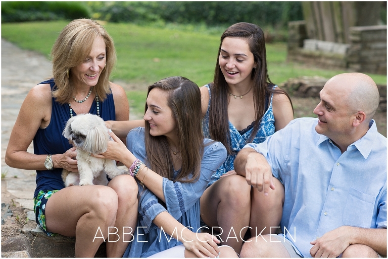 Candid family picture with high school children in Charlotte's Independence Park