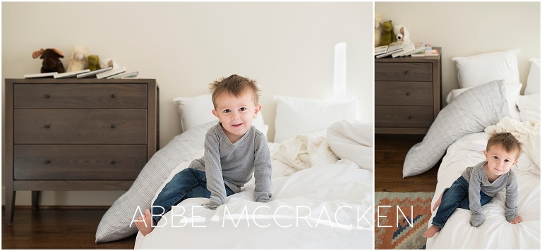 Images of big brother taken during an in-home newborn lifestyle photography session