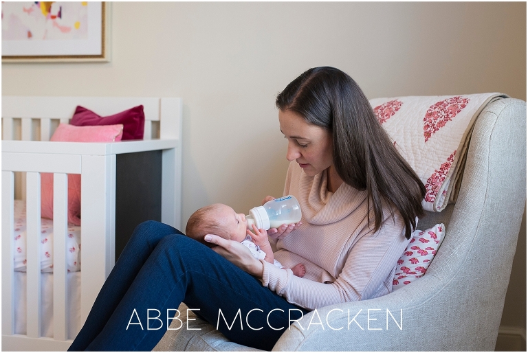 Newborn baby girl at home with mom | Newborn photography Charlotte NC