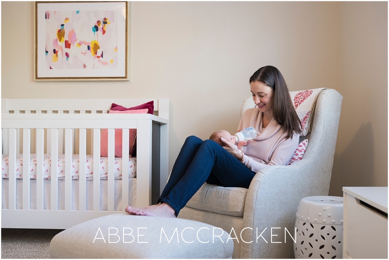 Newborn baby girl at home with mom | Newborn photography Charlotte NC