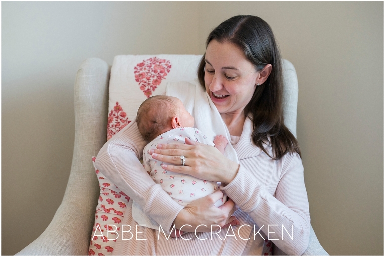 Newborn baby girl at home with mom | Newborn photography Charlotte NC