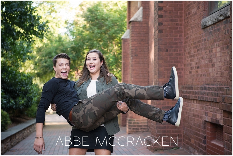 Photo of siblings during an Urban Senior Portrait Session in Uptown Charlotte