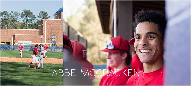 Candid moments during a high school baseball game