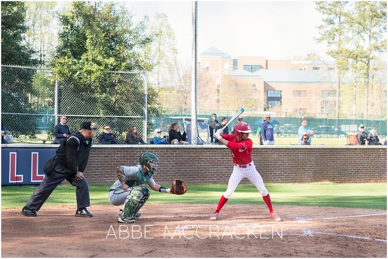 Bryce Daniel at bat for Providence Day School, high school senior action shots