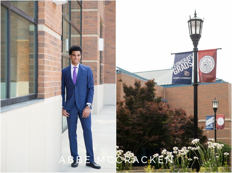 Senior portrait on campus at Providence Day School