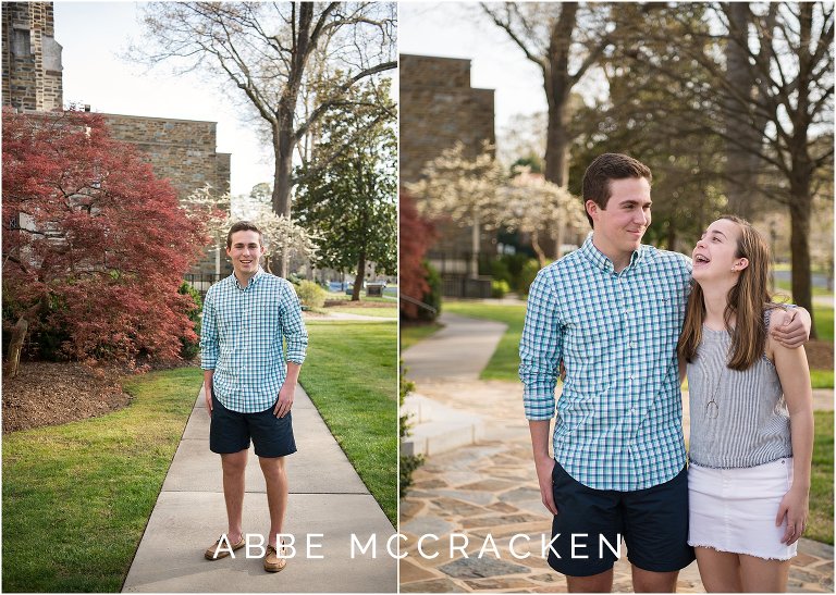 Senior portraits on the grounds of Myers Park Methodist Church, Charlotte