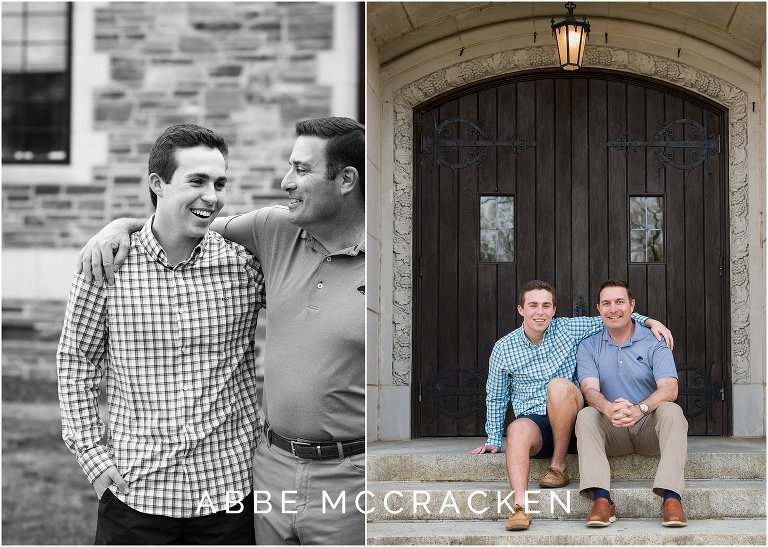 Senior pictures: father/son images outside their local church