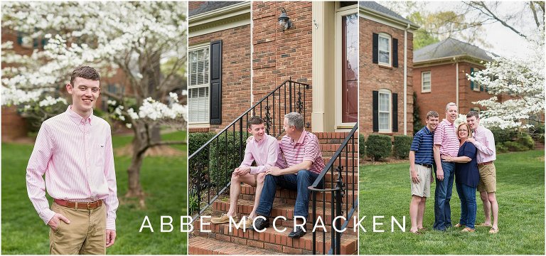 Family portraits at home during a senior portrait session in Charlotte NC