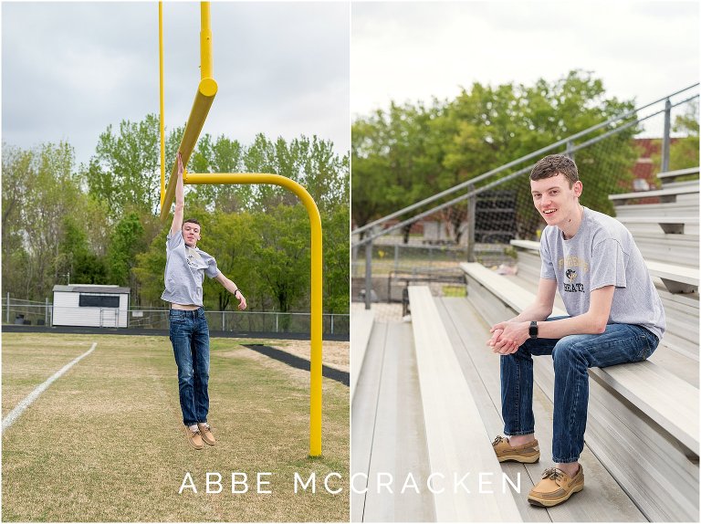 Senior portraits in the stadium at Providence High School in Charlotte, NC