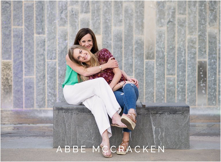 Mother and daughter senior portraits in Uptown Charlotte, NC