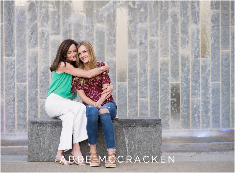Mother and daughter senior portraits in Uptown Charlotte, NC