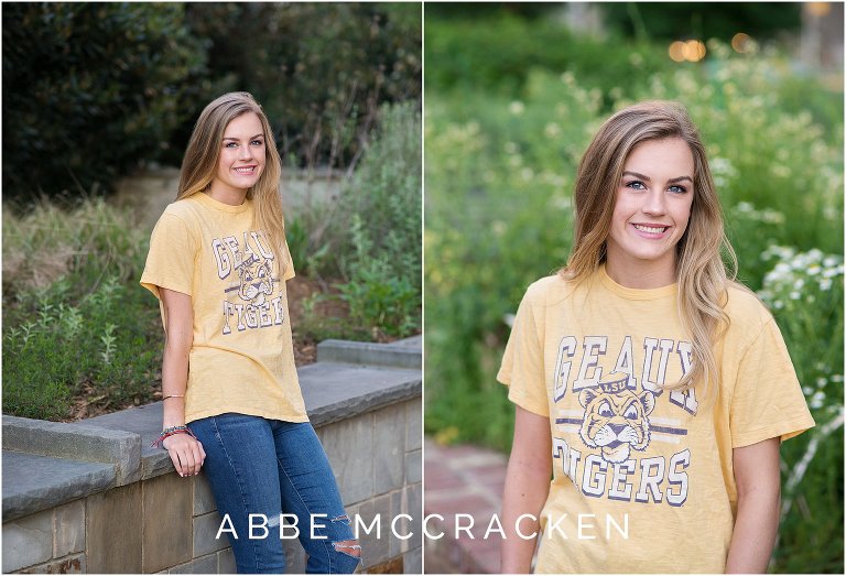 High school senior wearing her future college LSU gear