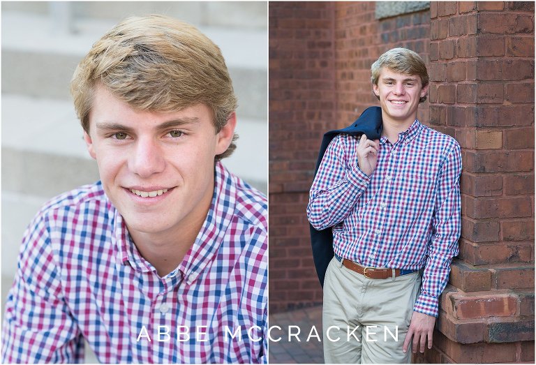 Senior portraits of a guy in Uptown Charlotte, NC