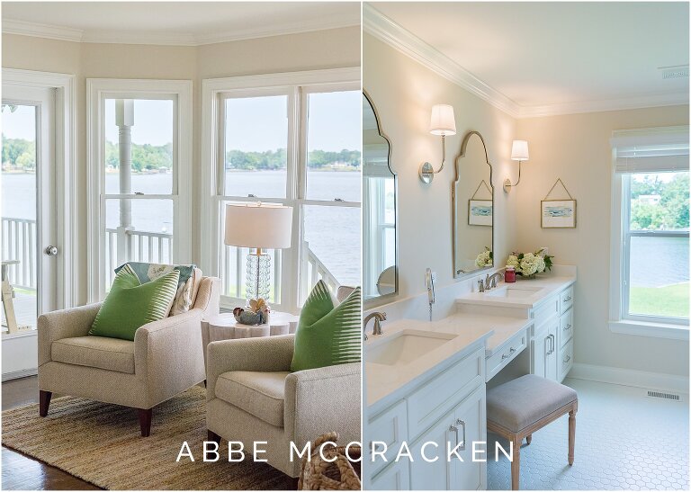 Interior design photos - Kitchen sitting area and master bath both with views of Lake Wateree