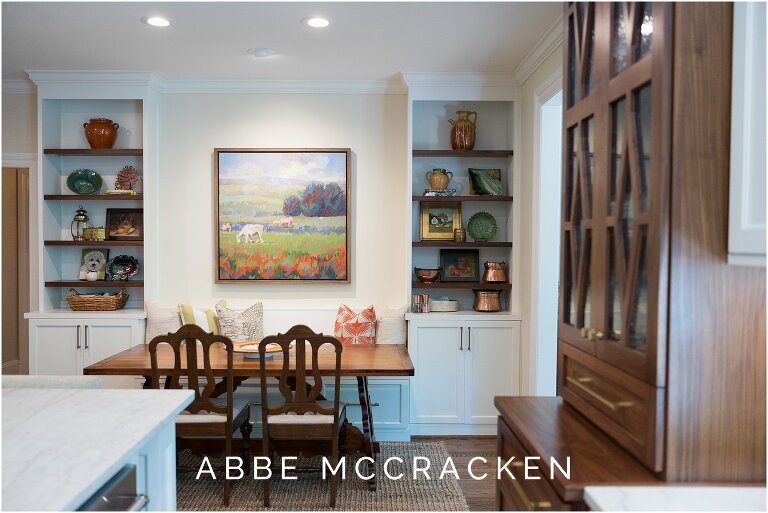Breakfast nook with artwork in remodeled Quail Hollow home - Charlotte, NC