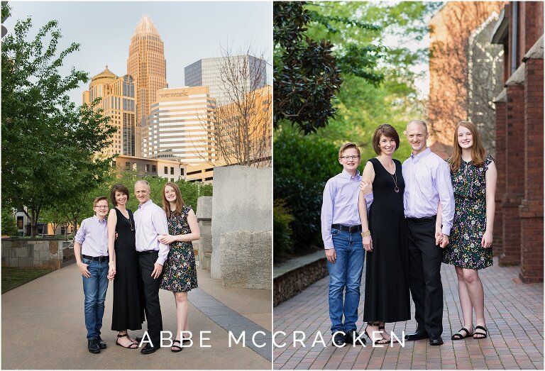 Spring family portraits in Uptown Charlotte at The Green and at Romare Bearden Park