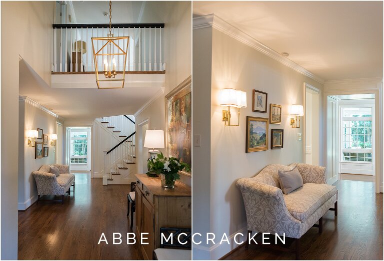 Foyer of remodeled Eastover home, traditional interior decorating style