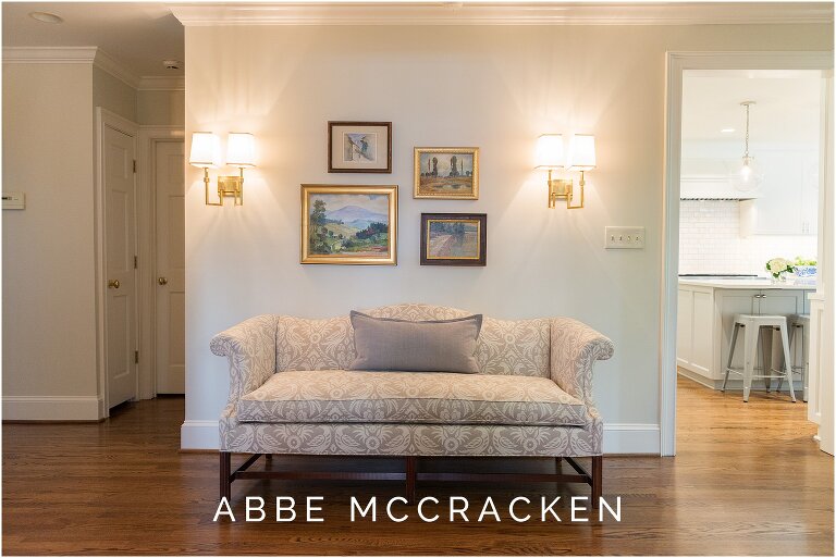 Photo showing foyer design details and entrance to kitchen