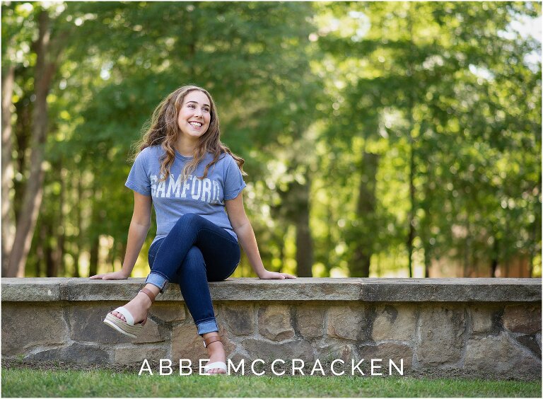 Charlotte Christian senior photographed in her Samford University t-shirt